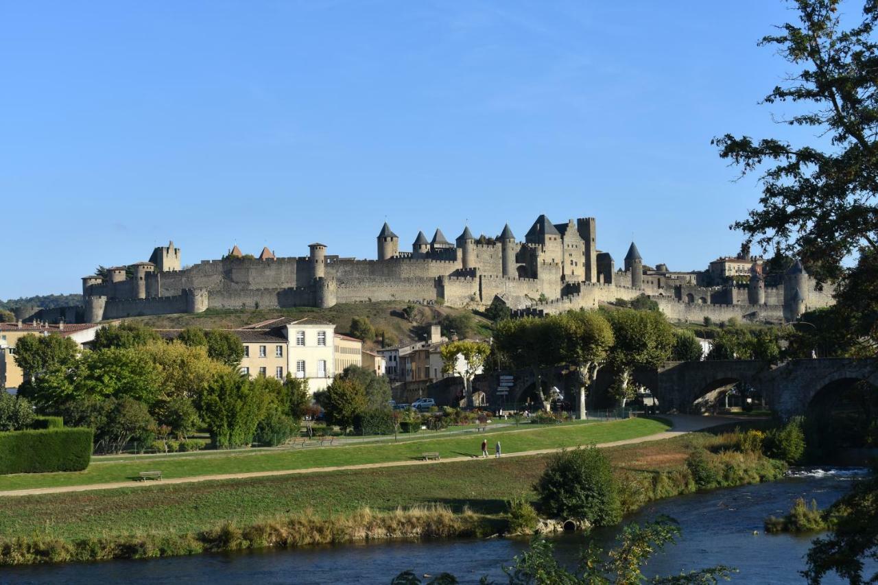 L'Or Vert, Castle View, Private Parking, Air Conditioner, Netflix, 160M From Medieval Town Carcassonne Bagian luar foto